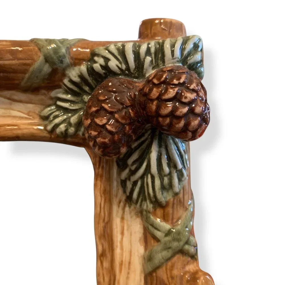 Rustic Vintage Pine Cone Ceramic Picture‎ Frame Woodland Nature Decor Cabin